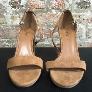 Francesca's Indigo Peep Toe Block Heels